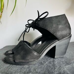 Eileen Fisher Heels, Ankle Tie Sandals, black formal lace up bows